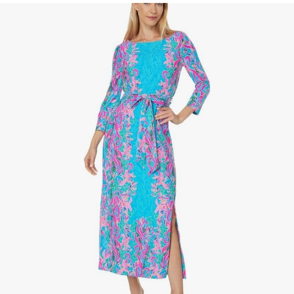 Carabella Midi Dress In Seaweed Samba